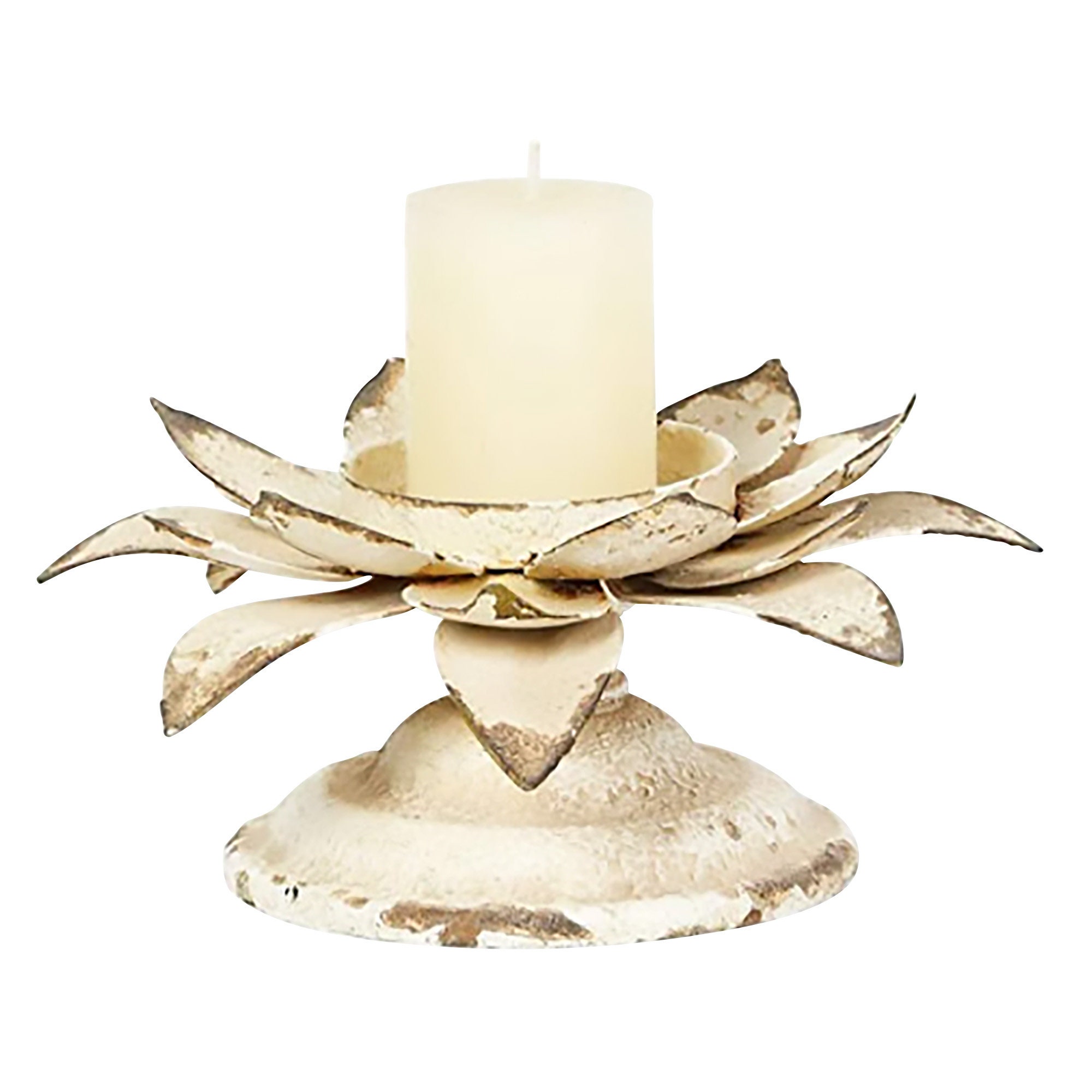 Antique Style Votive Candle Holders for Pillar Candle, White Lotus